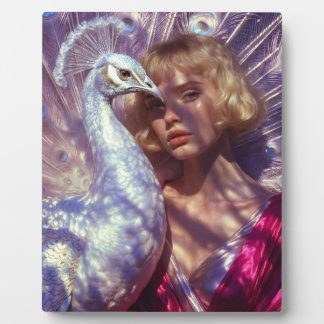 Plaque Photo Weißer Pfau und Schönheit in rosa Eleganz