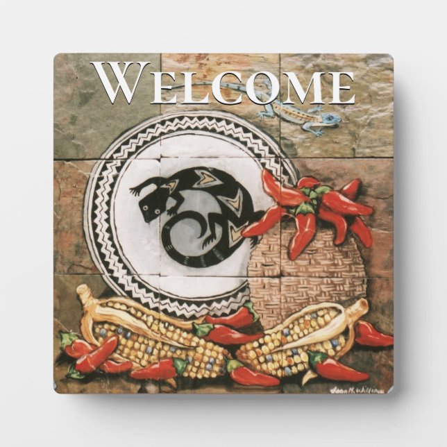 Plaque Photo "Welcome" Placque, style Southwest Tile Design Pla (Devant)