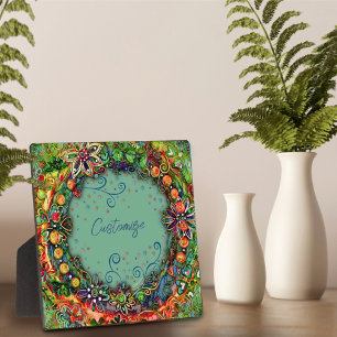 Plaque Photo Whimsical Boho Green Fun Floral Customisé