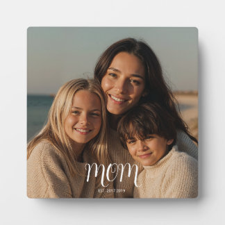 Plaque Photo White Graceful Script Established Mom Photo