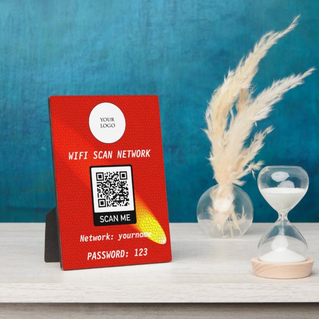Plaque Photo Wifi Gratuit QR Code Orange Leather & Comet Street (Côté)