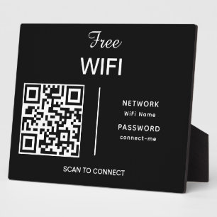 Plaque Photo Wifi Network QR Code Scan pour connecter le Noir m