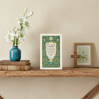 Plaque Photo William Morris style floral and scripture