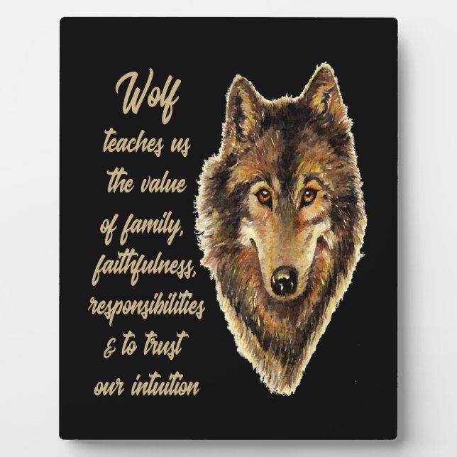 Plaque Photo Wolf Totem Animal Spirit Guide pour l'inspiration (Devant)