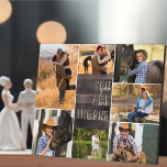 Plaque Photo Wood Look You are the One Photo Collage<br><div class="desc">Collage photo moderne que vous pouvez personnaliser avec 7 de vos photos préférées. Le modèle est configuré pour vous permettre d'ajouter vos photos, en travaillant dans le sens des aiguilles d'une montre en haut à gauche. Le texte dit "vous êtes celui" dans les imprimés surdimensionnés modernes et la typographie de...</div>