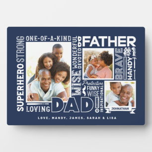 Plaque Photo Words For #1 Dad Father's Day Photo Collage Navy