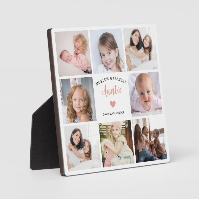 Plaque Photo World Greatest Tante 8 Photo Collage Pink Heart (Recto)