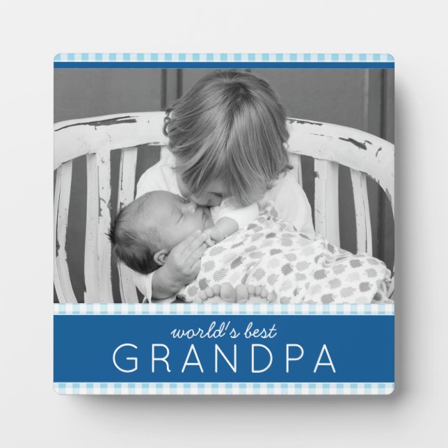 Plaque Photo World's Best Grandpa Plaid Personalized Photo (Devant)