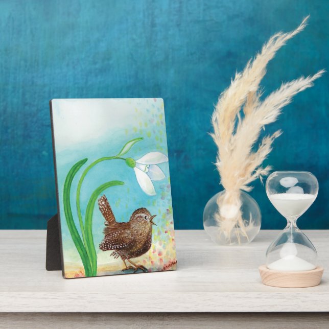 Plaque Photo Wren Bird chante à l'aube Au printemps (Côté)