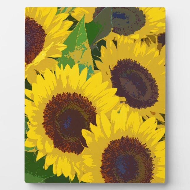 Plaque Photo Yellow summer sunflowers (Devant)