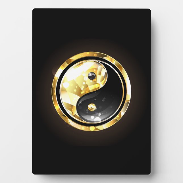 Plaque Photo Yin Yang or sur noir (Devant)