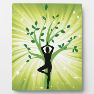Plaque Photo Yoga en vert avec arbre à pousser