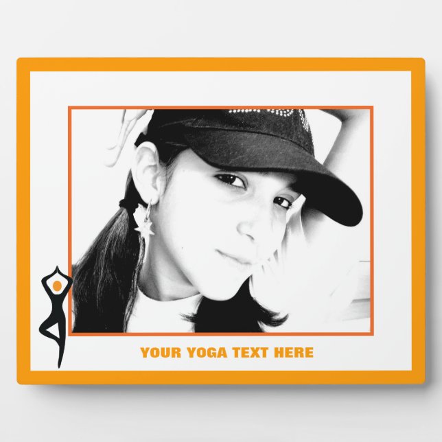 Plaque Photo Yoga tree pose black, orange custom (Devant)