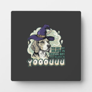 Plaque Photo Yooouuu Fantômes Chien Beagle Chapeau de Sorcière 