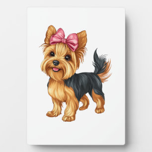 Plaque Photo Yorkshire Terrier Chien Yorkie Maman Fille Noeud C