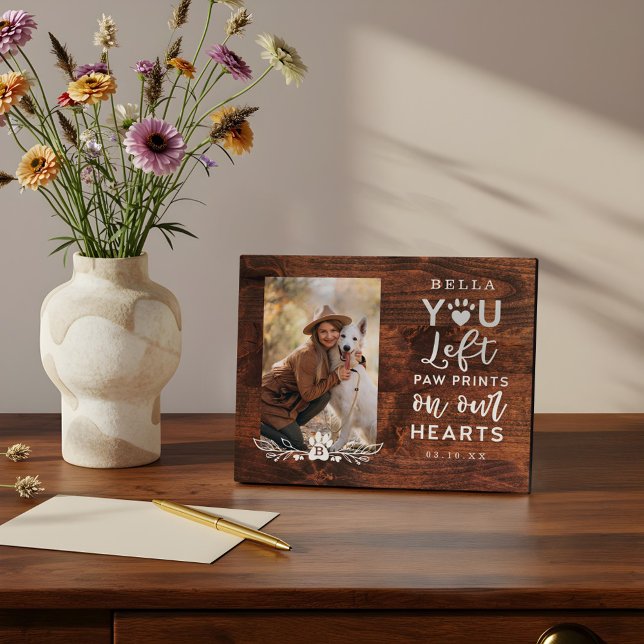 Plaque Photo You Left Paw Prints On Our Hearts Pet Memorial (You Left Paw Prints On Our Hearts Pet Memorial Plaque)