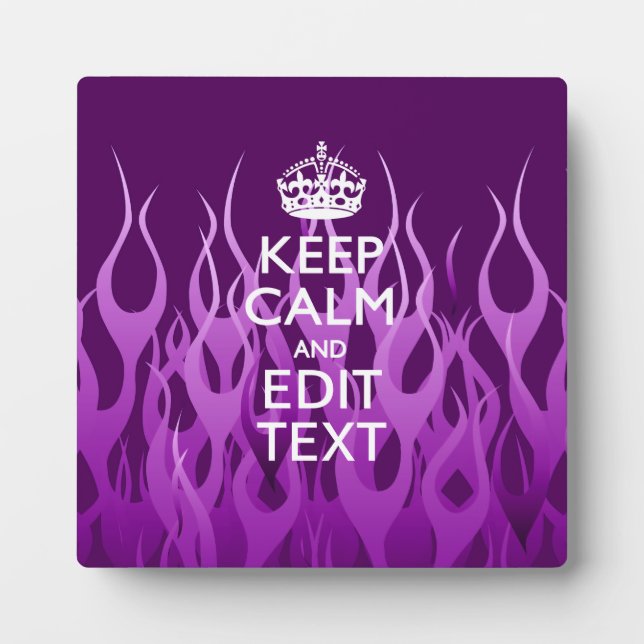 Plaque Photo Your texte on Keep Calm Purple Racing Flames Decor (Devant)