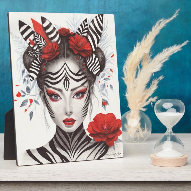 Plaque Photo Zebra Woman - Pop Art primé (Côté)