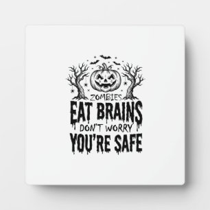 Plaque Photo Zombies Mangent des Cerveaux Drôle Halloween Desig