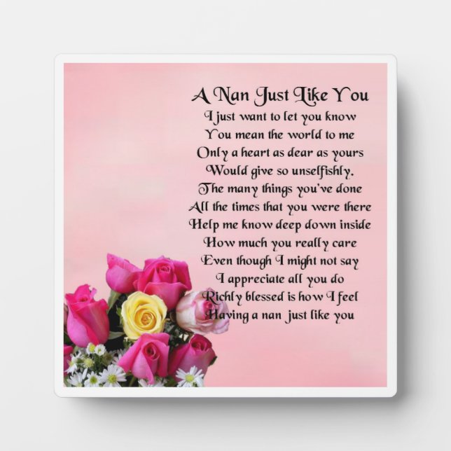 Plaque Poem Nan - Design Rose (Devant)