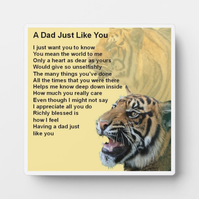Plaque Poem Papa - Design Tiger (Devant)