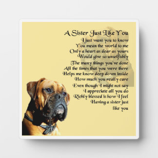 Plaque Poem Soeur - Boxe Chien Design