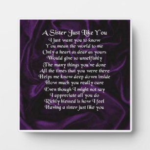 Plaque Poem Soeur - Conception Soie Violette