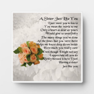 Plaque Poem Soeur - Poche Rose Design