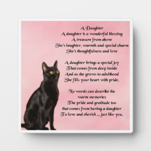 Plaque poème fille - Design de chat noir