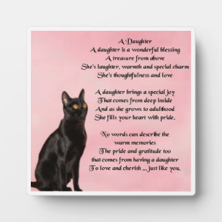 Plaque poème fille - Design de chat noir