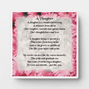 Plaque Poème Fille - Design Floral Rose