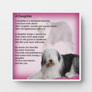Plaque poème fille - Vieux anglais Sheepdog