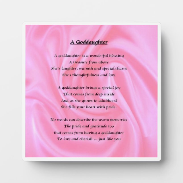 Plaque poème Godgirl - Design en soie rose (Devant)