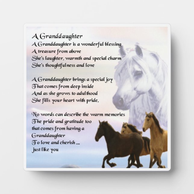 Plaque Poème Grandgirl - Cheval Design (Devant)