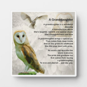 Plaque Poème Grandgirl - Design de hibou