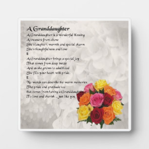 Plaque Poème Grandgirl - Design Fleurs