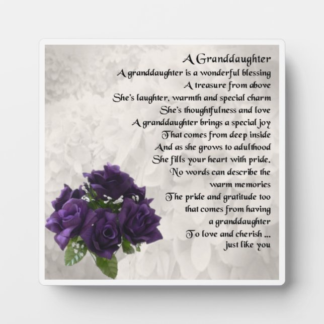 Plaque Poème Grandgirl - Design Rose violet (Devant)