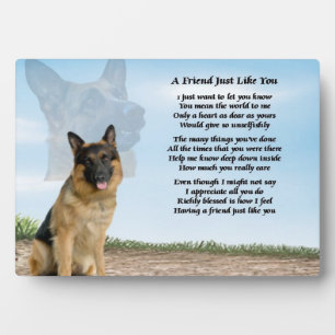 Plaque poétique allemande Shepherd Chien Friend