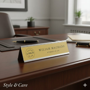 Plaque professionnelle de nom métal or pour avocat