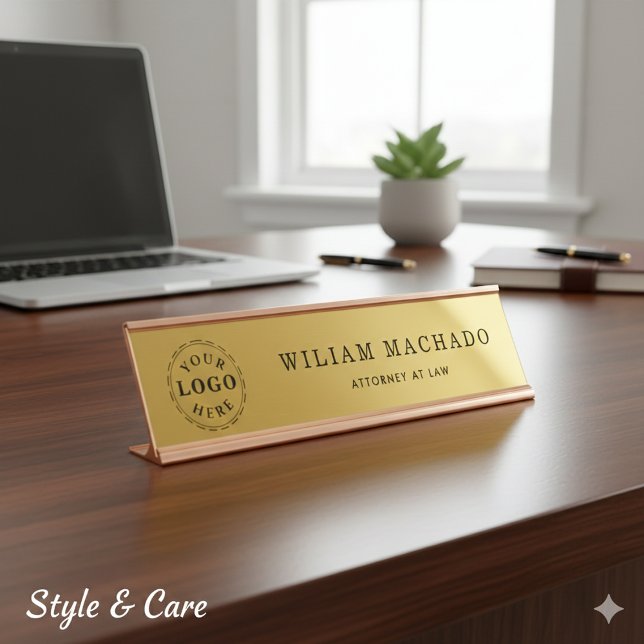 Plaque professionnelle de nom métal or pour avocat (Professional Metallic Gold Name Plate for Attorney)