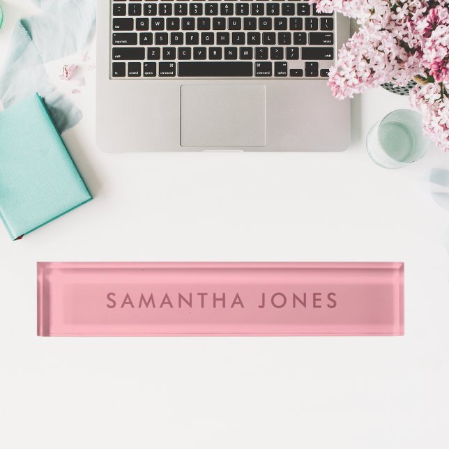 Plaque rouge moderne minimaliste (Minimalist Modern Pink Nameplate
for her)