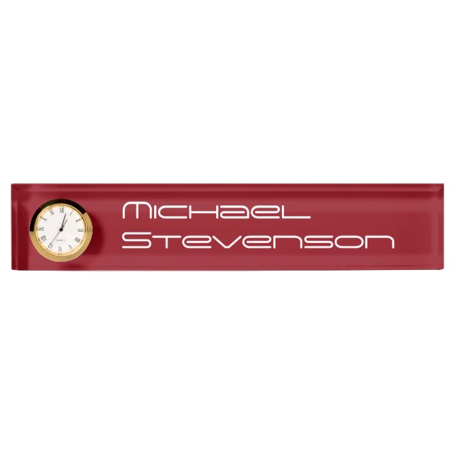 Plaque rouge professionnelle avec horloge (Devant)