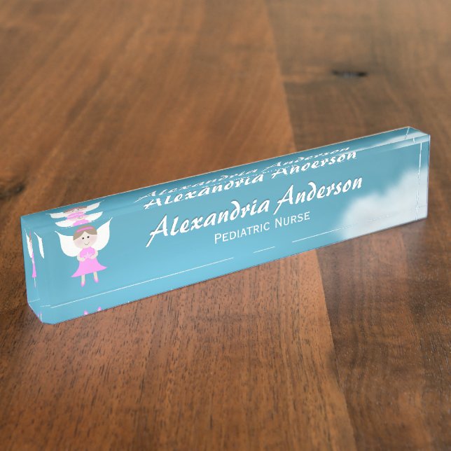 Plaque signalétique rose de bureau d'ange (Taille)