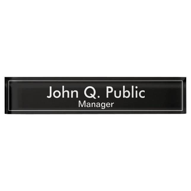 Plaque signalétique simple du bureau noir (Devant)
