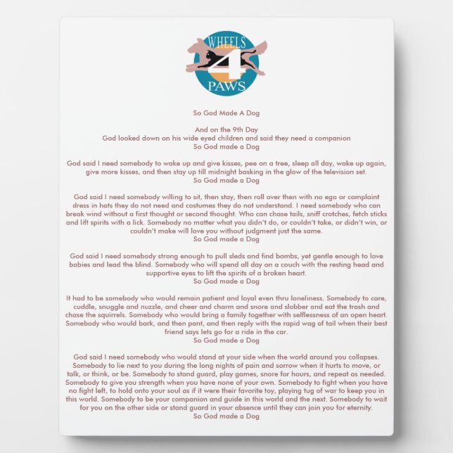 Plaque "So God made A Chien" (Devant)