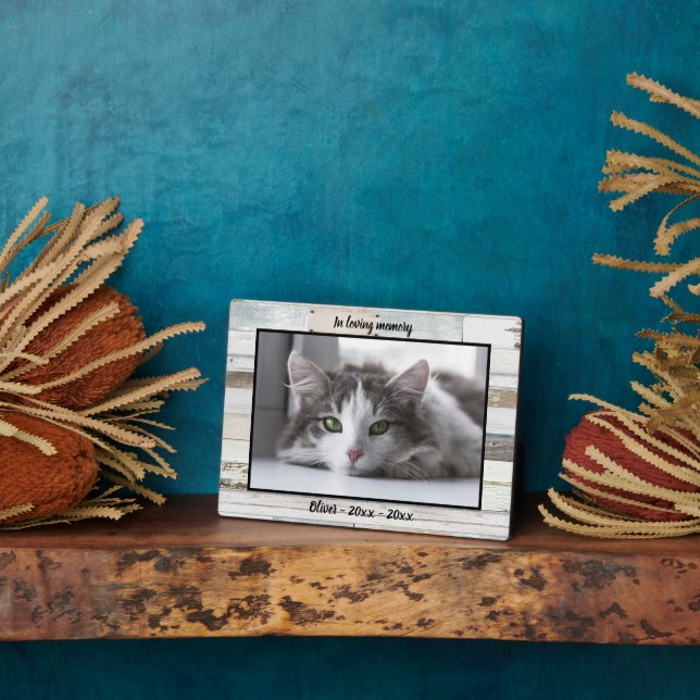 Plaque souvenir photo de mémorial de chat en bois  (Côté)