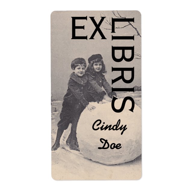 Plaque Victorian Book Étiquette EX LIBRIS Snowman (Devant)