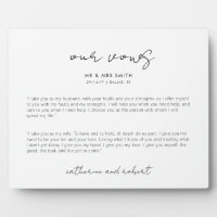 Plaque Vows Mariage personnalisée moderne
