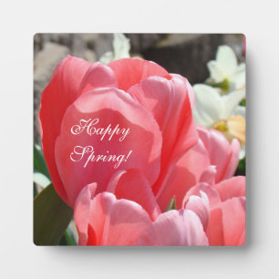 Plaques Bon Printemps ! Tulipes Roses Fleurs ensei