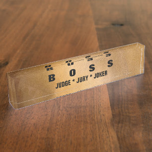 Plaques de bureau en cuivre pour un patron drôle.